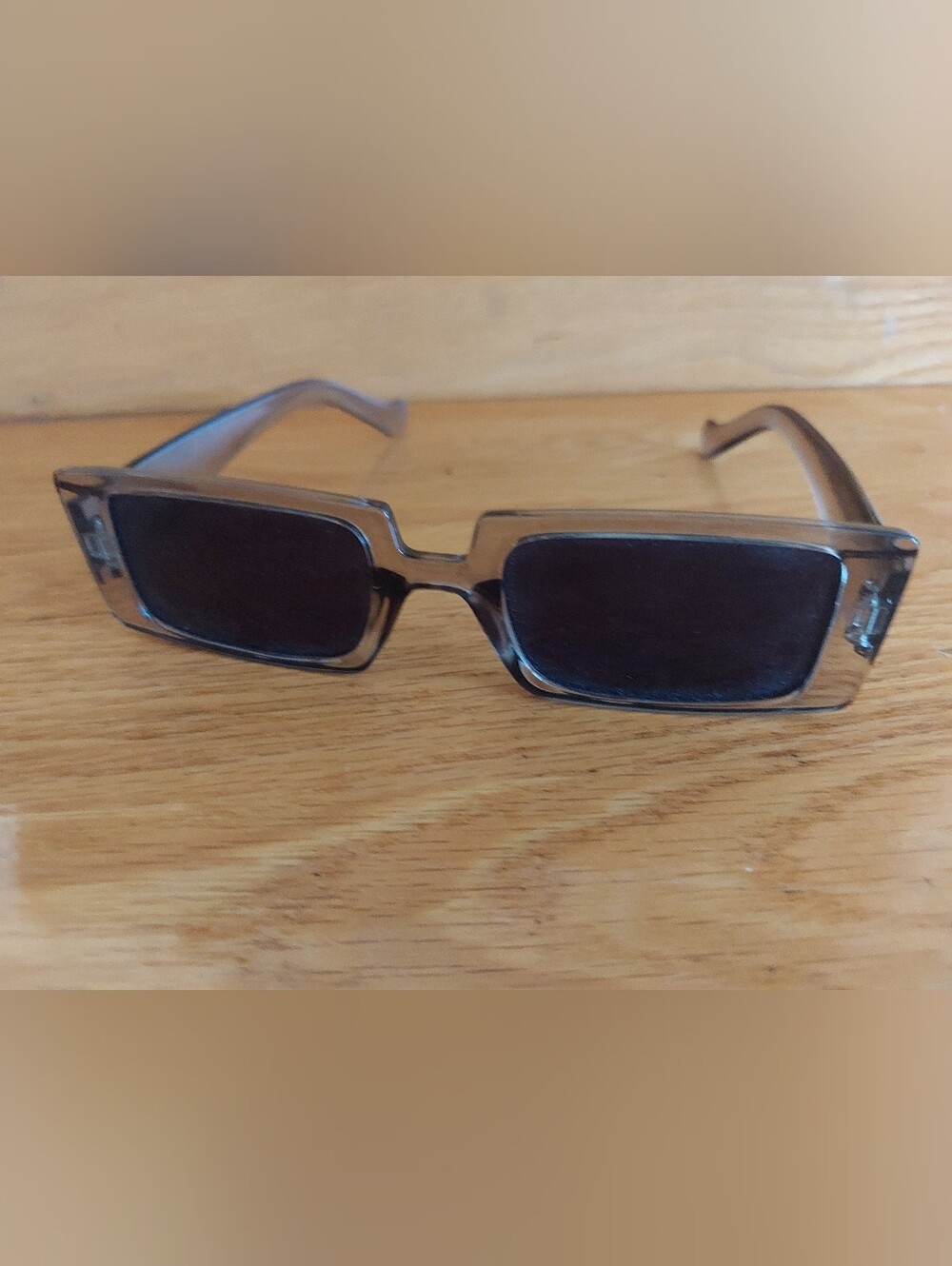 Slim Rectangular Women's Sunglasses - Translucent Black Frame